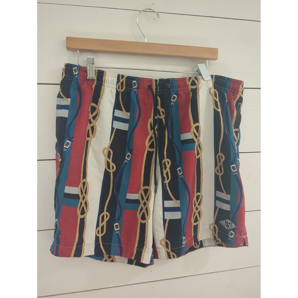 Pacsun L swim trunks summer beach retro nautical chain color block